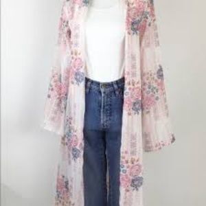 Jorja Floral Resort Wear Kimono Swim Coverup  Sz S